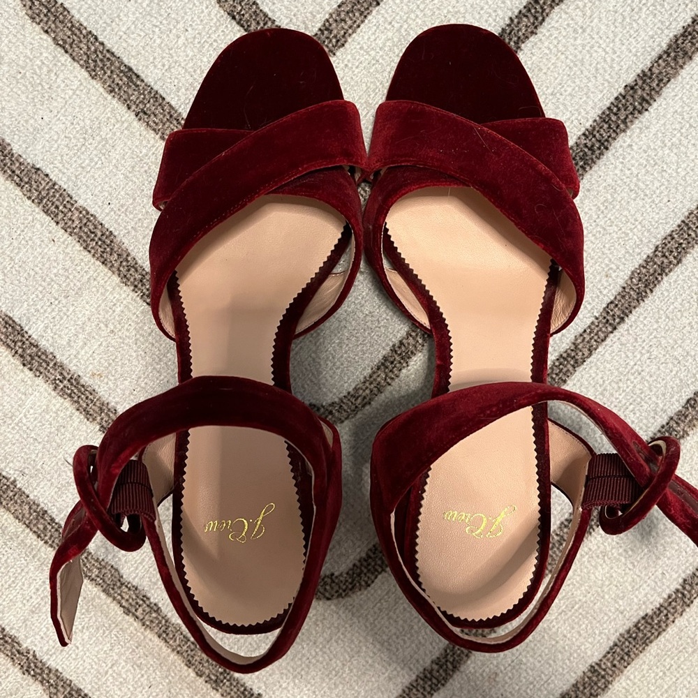 J. Crew Penny Sandals in Burgundy Velvet | US Size 10